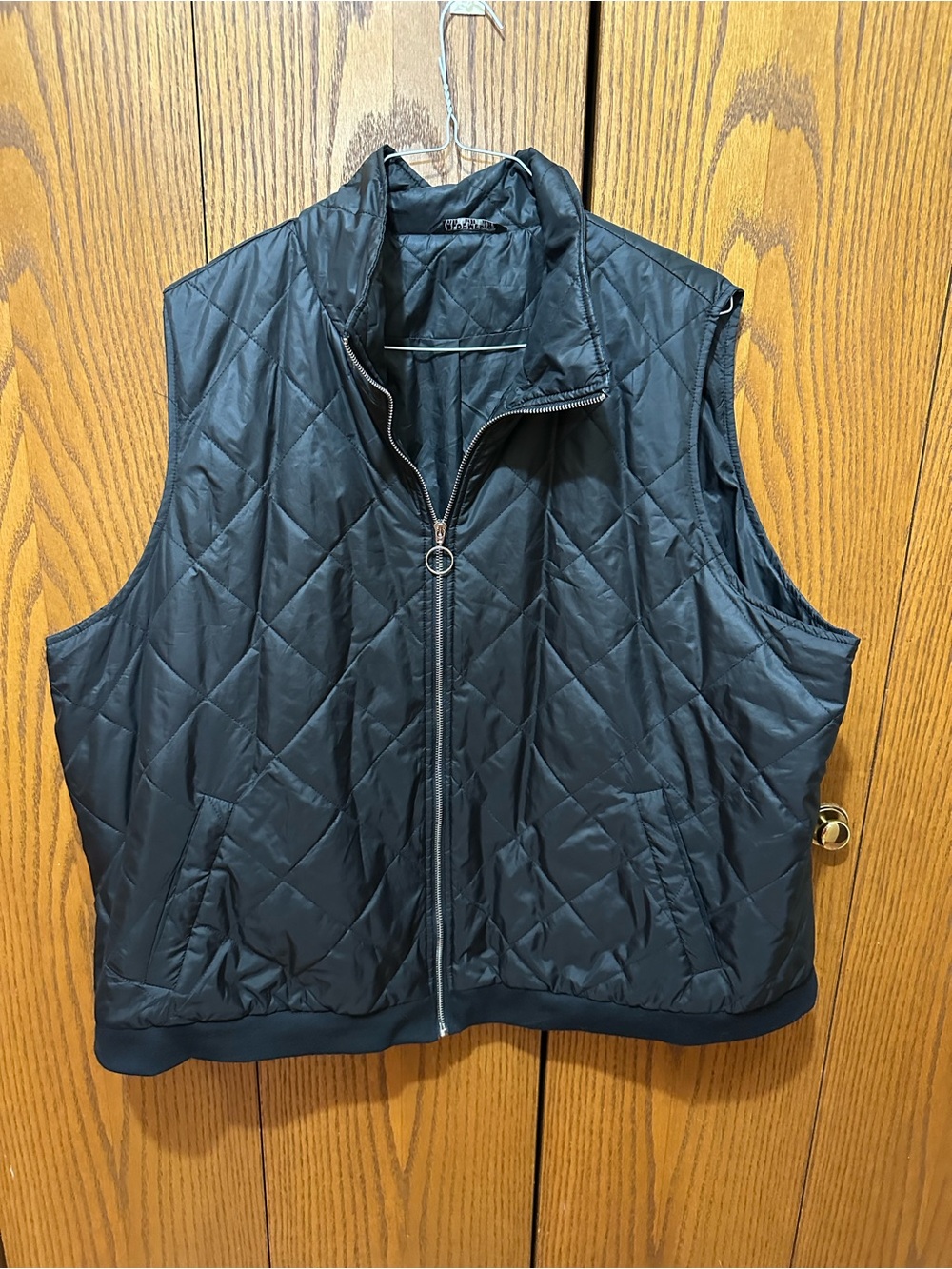 BloomChic Quilted Sleeveless Zip Vest - Black